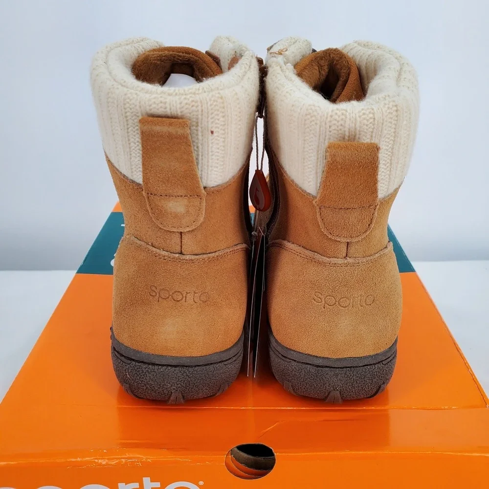 Sporto Womens 8.5 M Boho Water Resistant Suede Lace-Up Zip‎ Ankle Boot Camel New